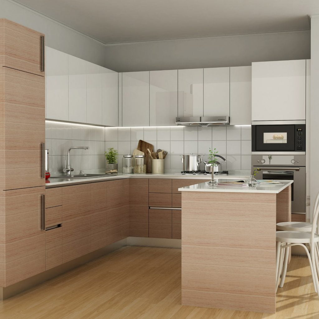 Acrylic and Laminate Mix Kitchen Design